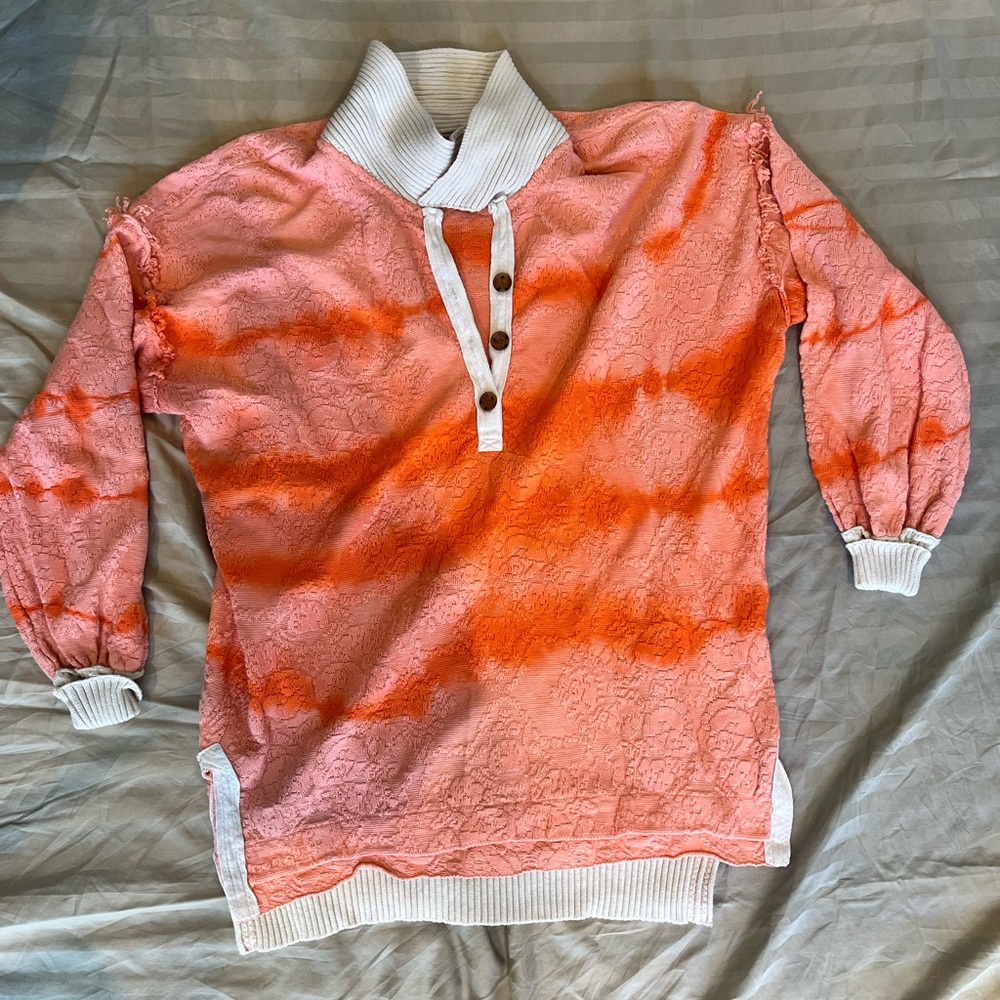 Free People pullover sweater orange tie dye size small
